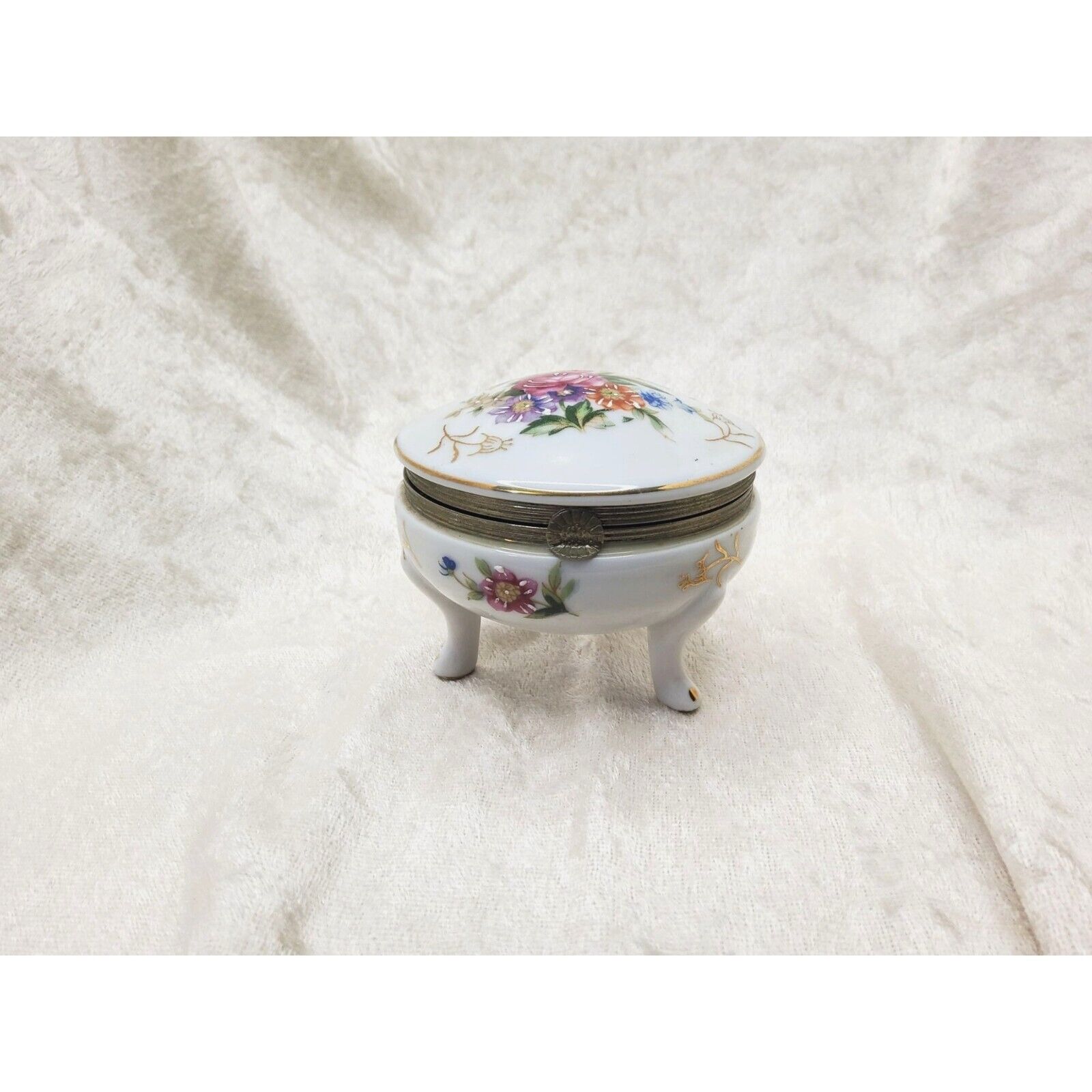 vintage napcoware japan porcelain floral footed trinket/jewelry box