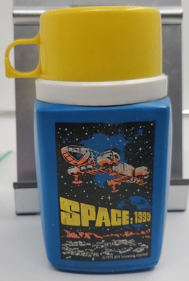 Vintage 1975 Space: 1999 Lunch Box Thermos ONLY 8oz Blue Cup Top King-Seeley KST
