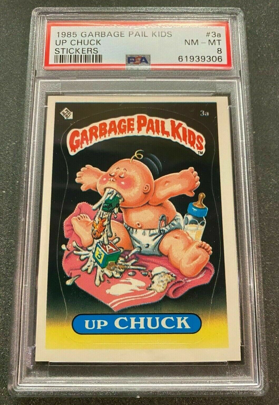 1985 GARBAGE PAIL KIDS Series 1 #3a UP CHUCK PSA 8 GPK CARD OS1 HOT CARD WOW
