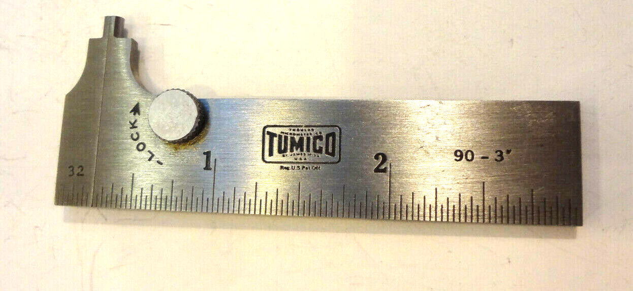 Vintage TUMICO #90-3, 3-Inch Steel Pocket Slide Caliper in Box