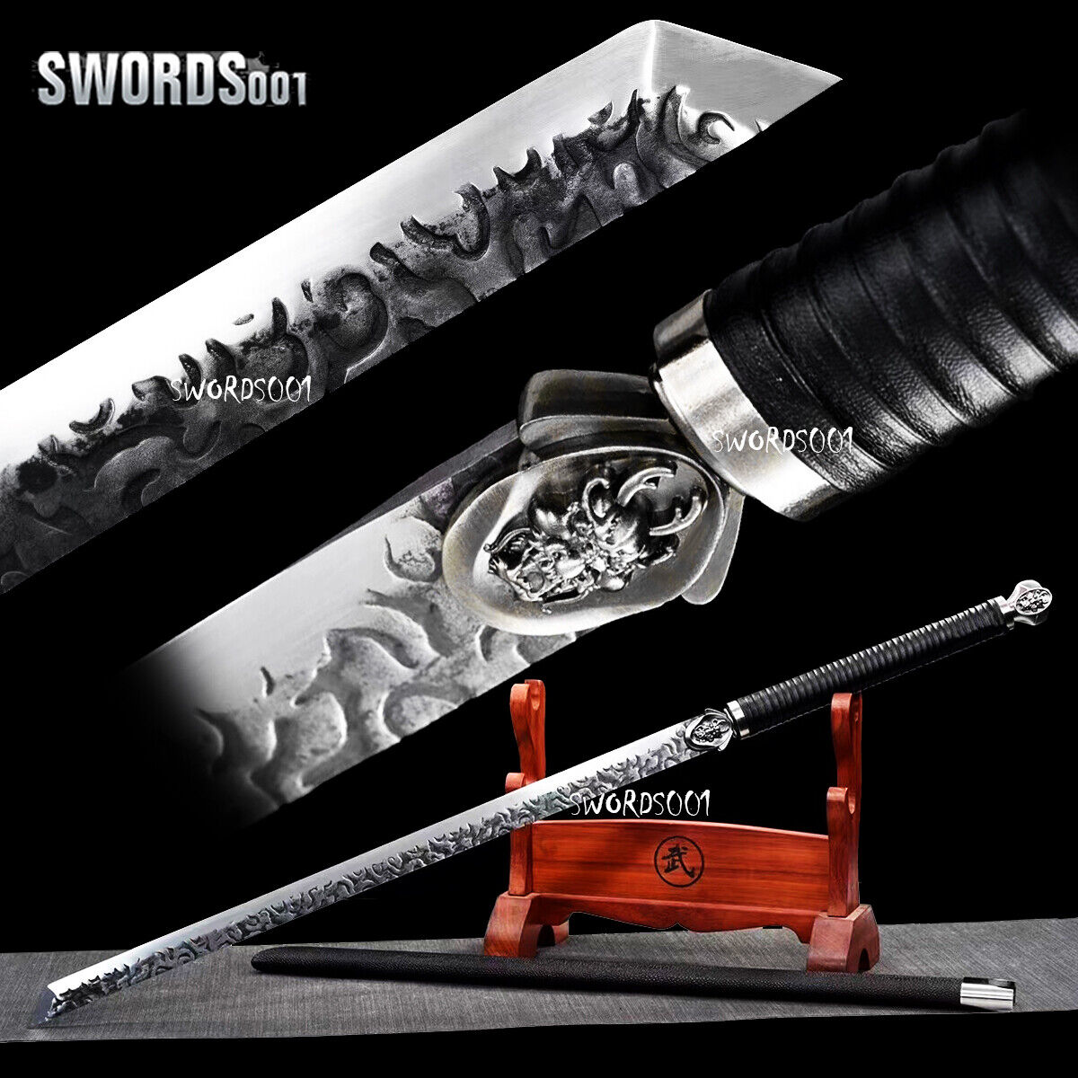 Carbon Steel Chinese Tang Dynasty Sword 唐横刀 Straight Blade Special Pattern 46\'\'