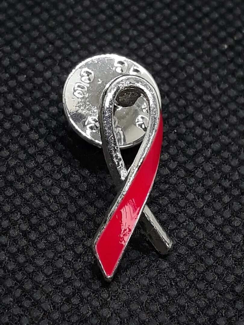 Awareness Red Ribbon Enamel Lapel Pin