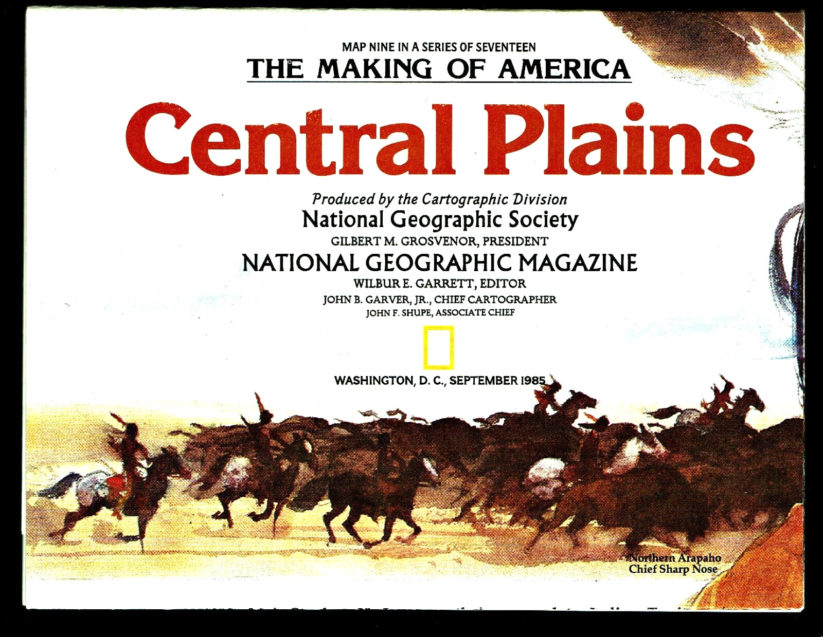 ⫸ 1985-9 September CENTRAL PLAINS Making America National Geographic Map - A3