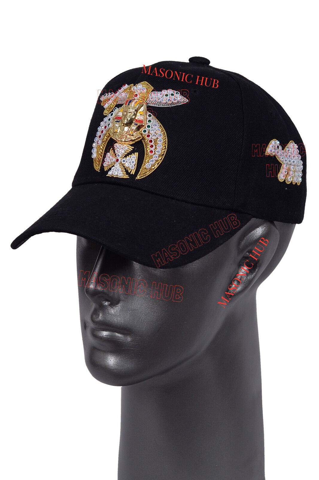 Masonic Shriner Black Cap With Camel - FULLY HAND MADE With Rhinestones And Bull