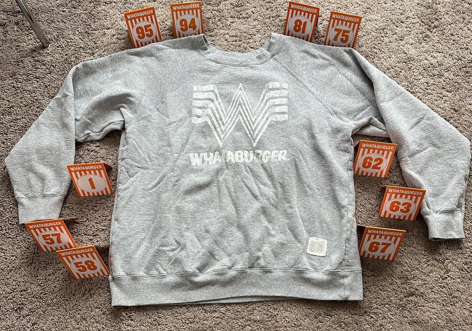 Whataburger Table Tents and Retro Brand Crewneck Size Large