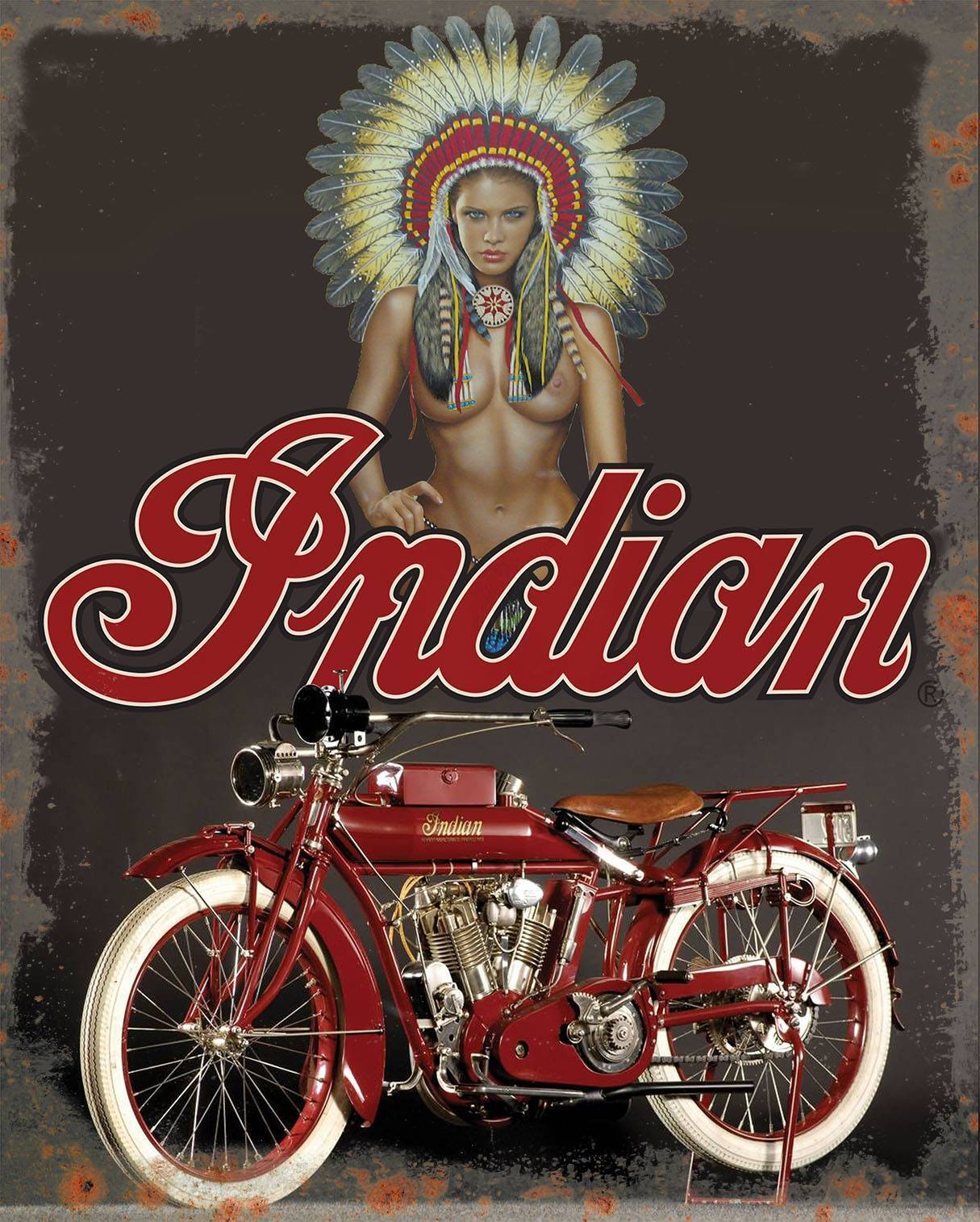 American Indian motorcycle vintage reproduction on 8x10 in aluminum