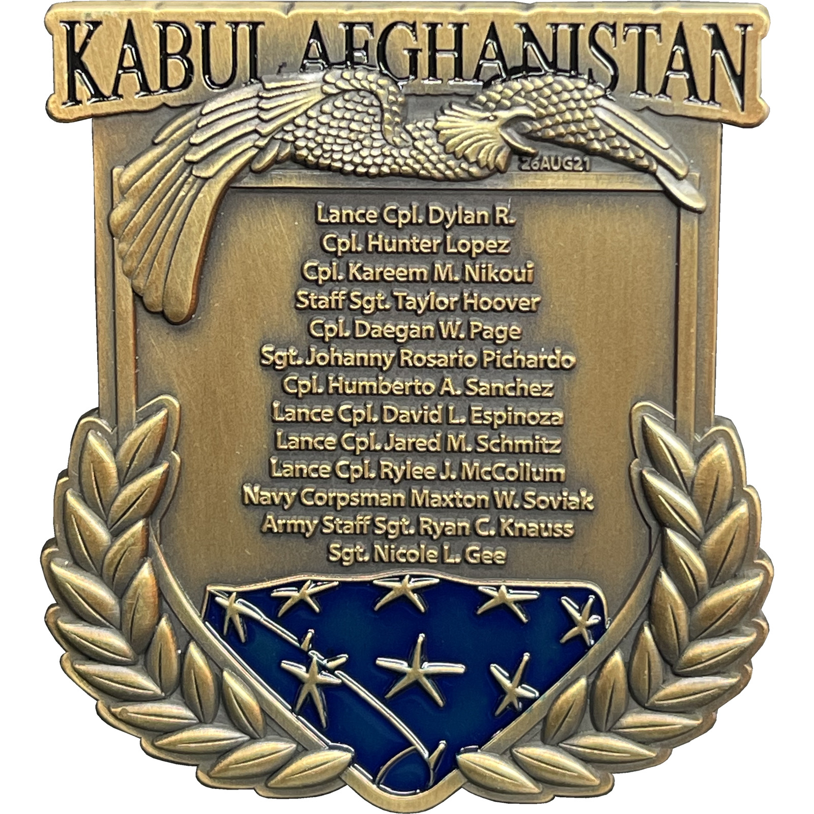 BL17-012 Kabul Afghanistan Final Inspection Memorial Challenge Coin Marines Navy