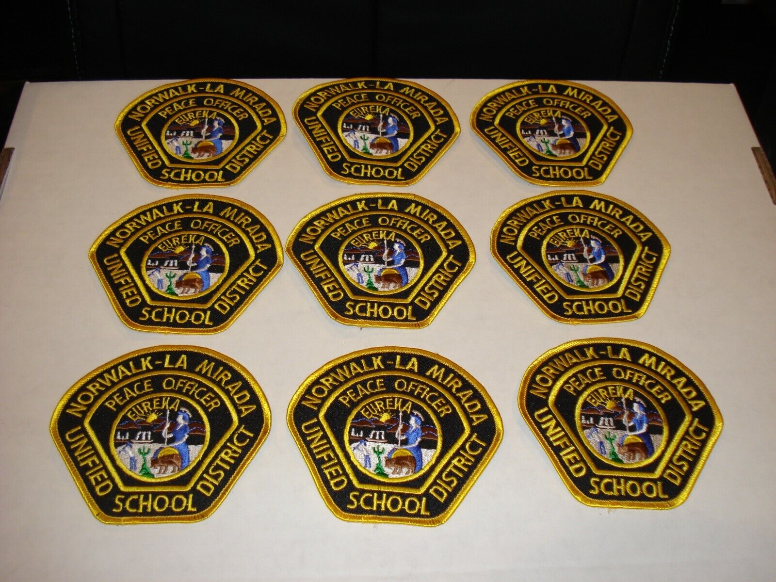 Lot of 9 Norwalk - La Mirada Unified School District Peace Officer Patches New