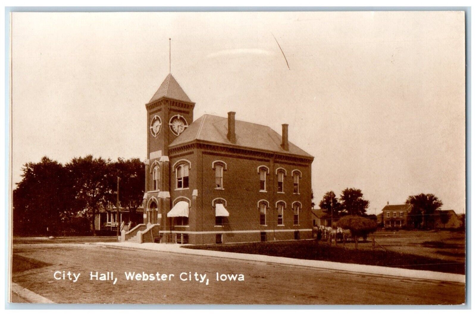 c1950 City Hall Exterior Building Webster City Iowa IA Vintage Antique Postcard