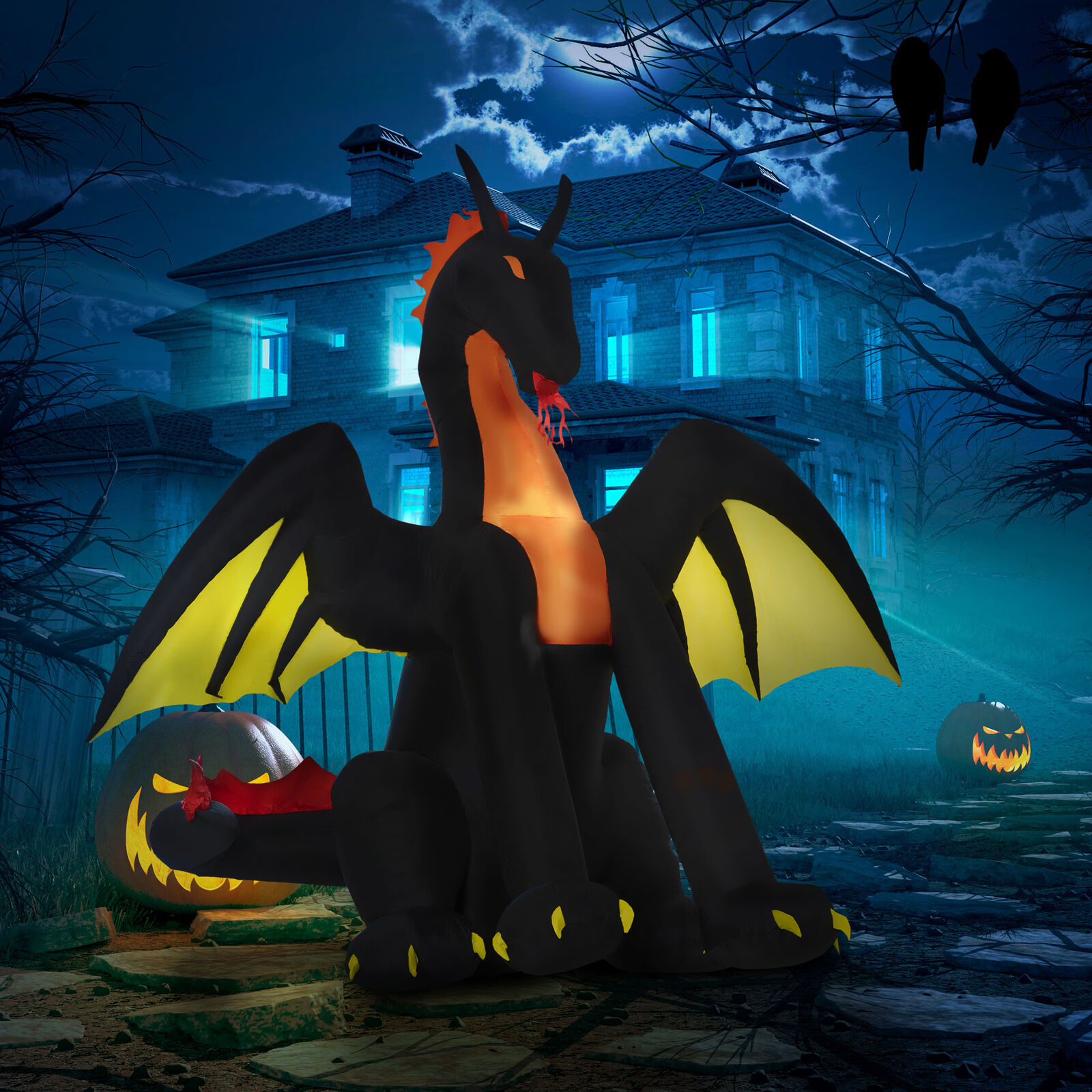 6' Inflatable Halloween Fire & Ice Dragon Blow-Up Outdoor Display w/ LED Lights