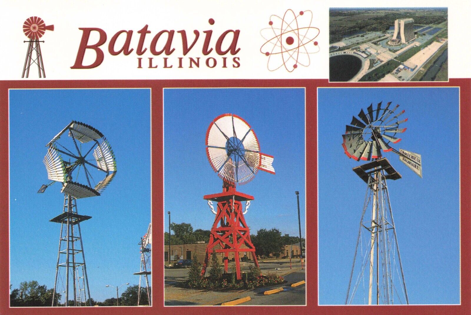 Postcard IL Batavia City of Energy Windmills Fermi National Accelerator Lab 6x4