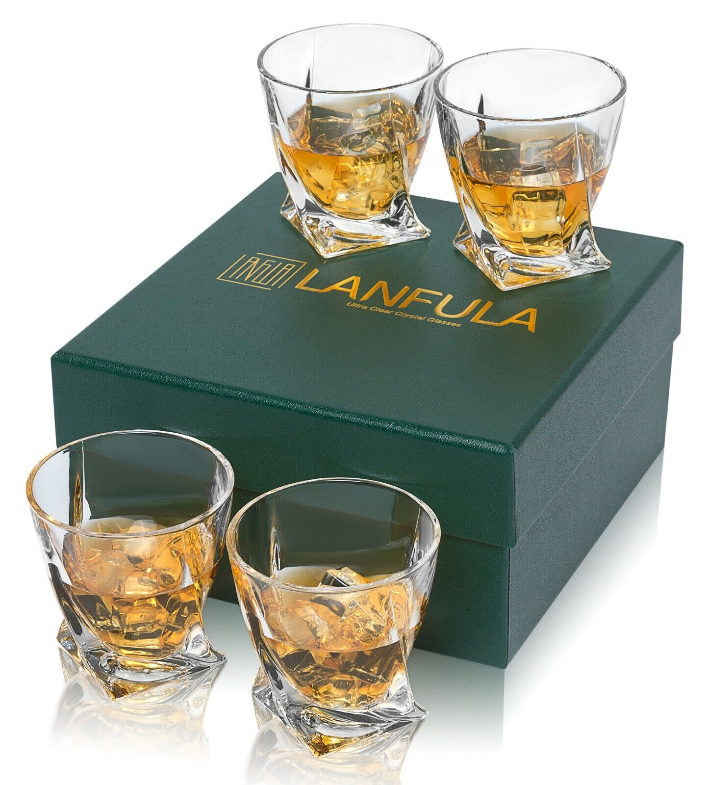 10 Oz Scotch Glasses Set of 4 Crystal Whiskey Tumbler Cups Home Bar Glassware