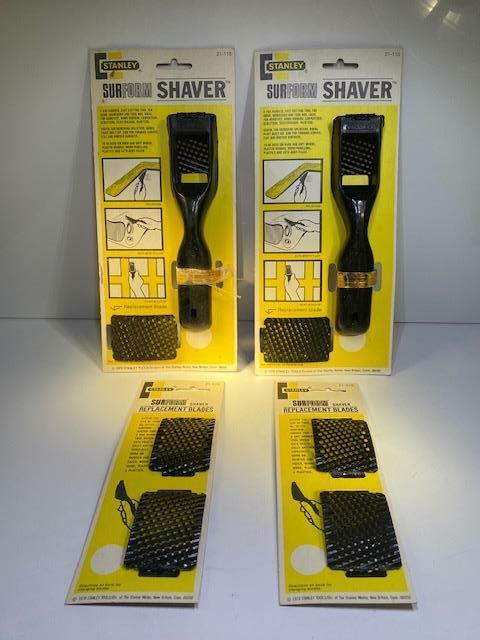 2 New OLD Stock Circa 1978 Stanley Surform  SHAVER PLUS Extra Replacement Blades