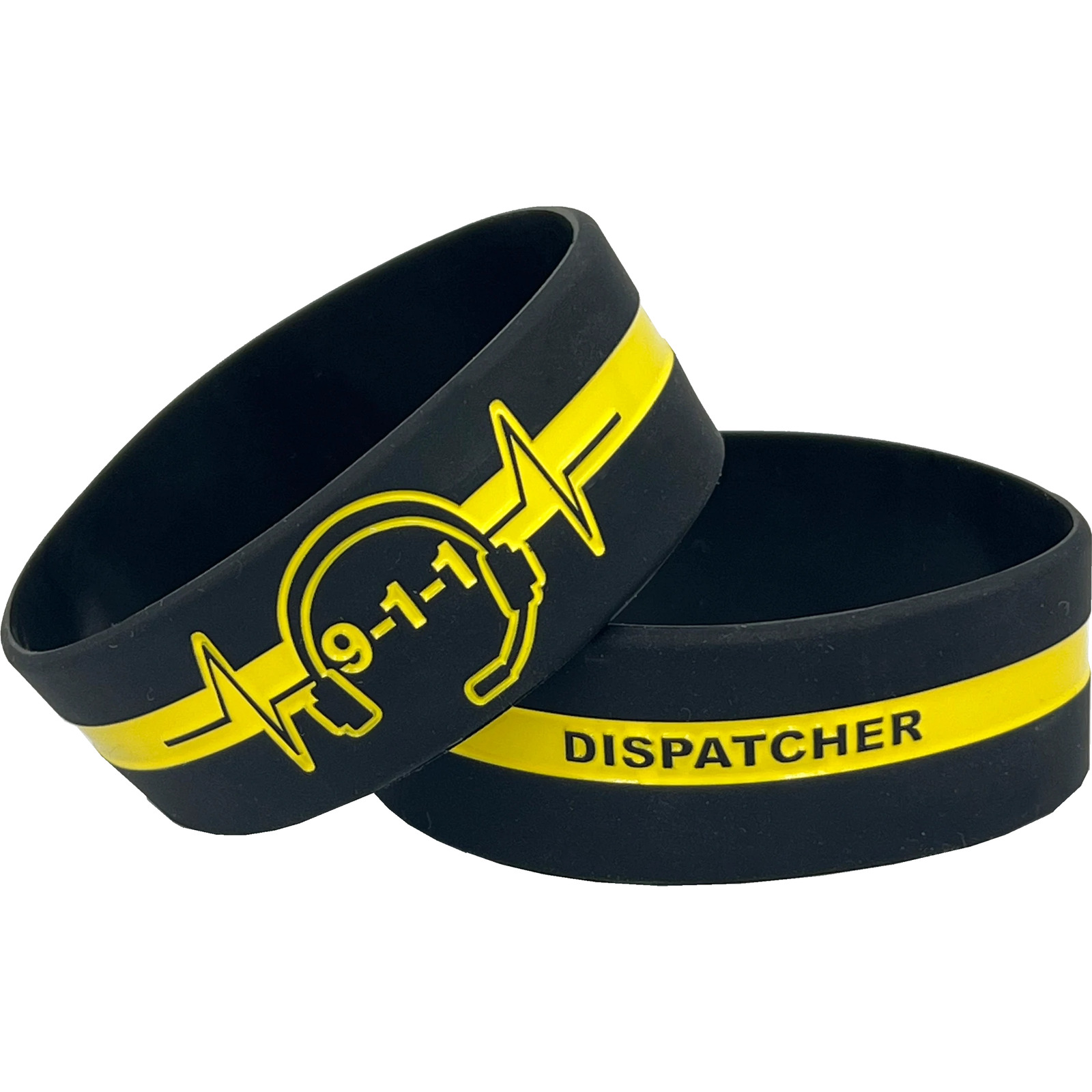 DL13-015 911 Headset Hero Thin Gold Line Silicon Bracelet (YELLOW) Dispatcher, E