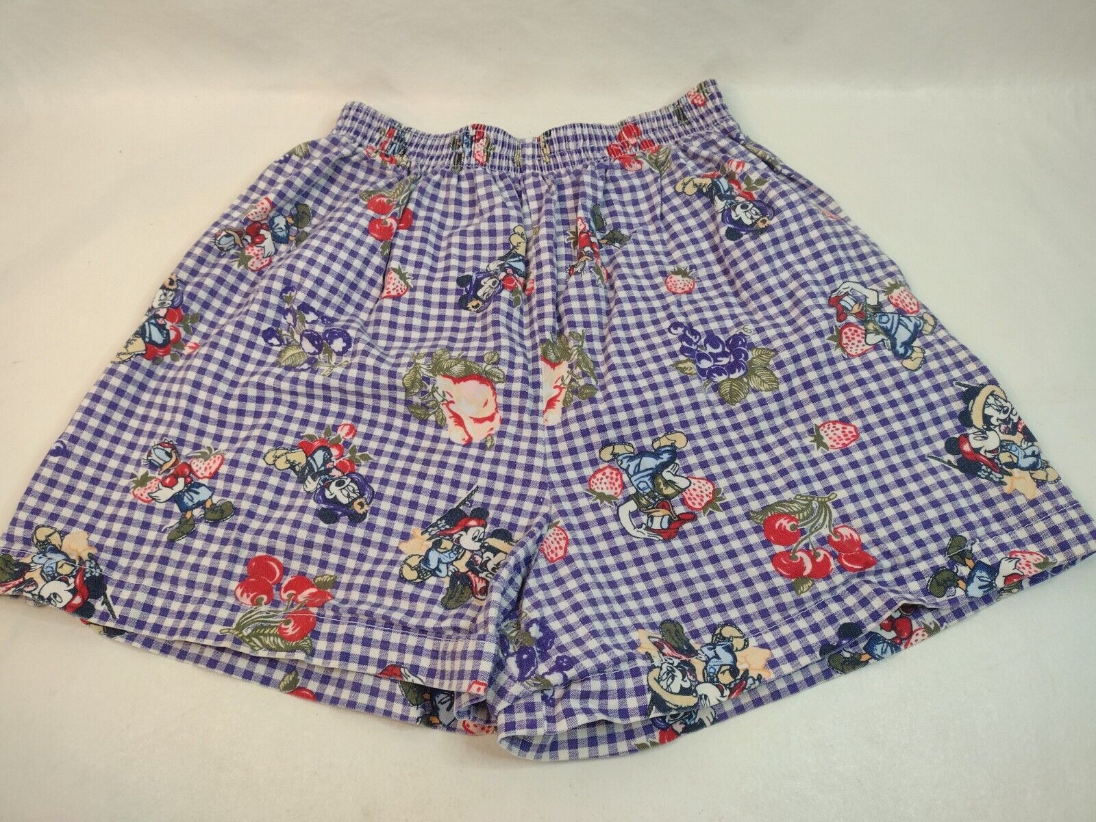 Vintage Disney Mickey Unlimited Jerry Leigh Plaid Shorts Small Elastic Waist