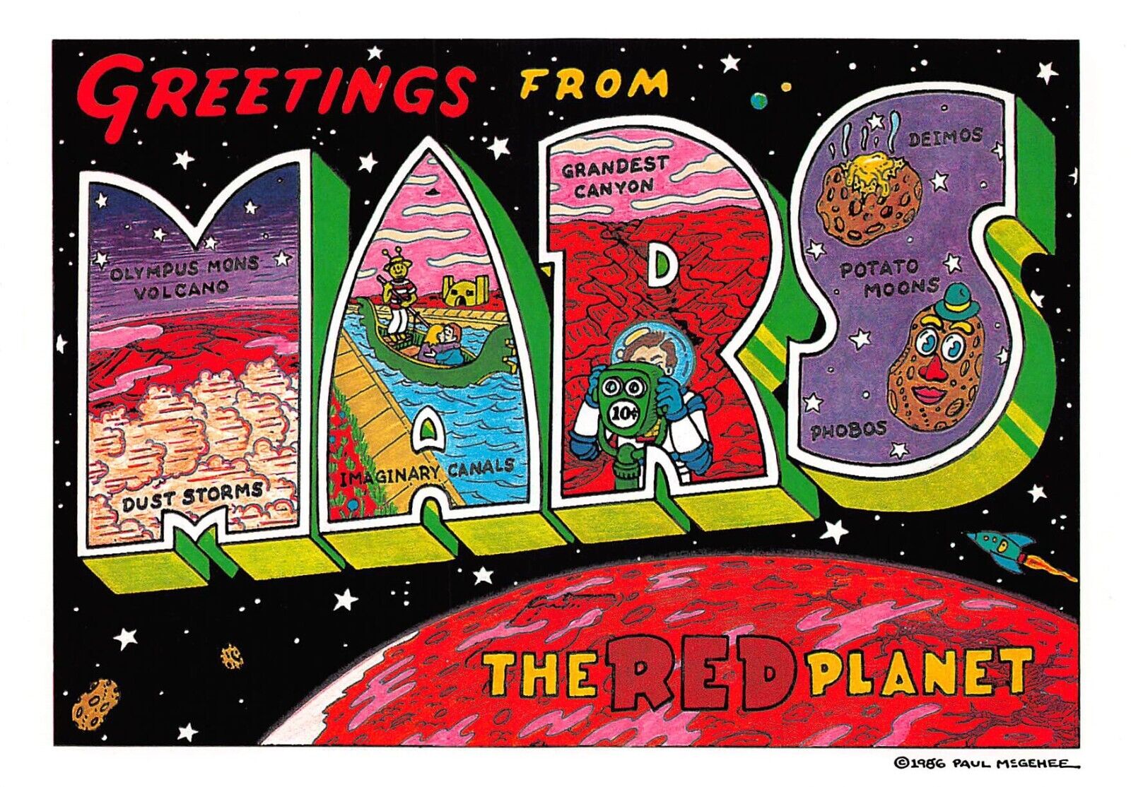 GREETINGS FROM MARS 1986 Paul McGehee Postcard 5694c