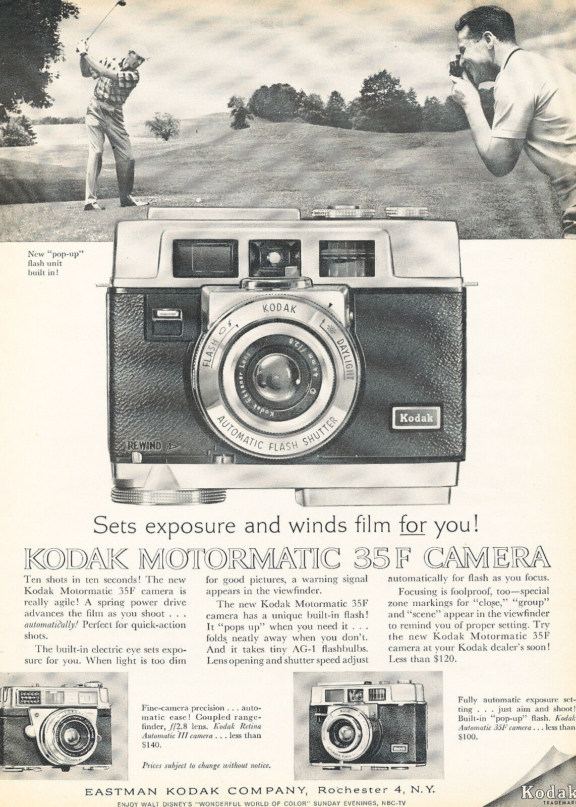 1962 Kodak Motormatic 35F Camera Golf - Vintage Advertisement Print Ad J379