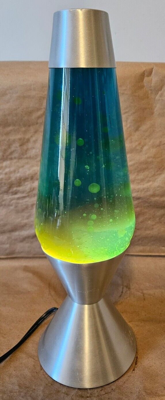 Lava Lamp Motion And Glitter Model 5200 Large 16” -Yellow Green Wax - Blue Water