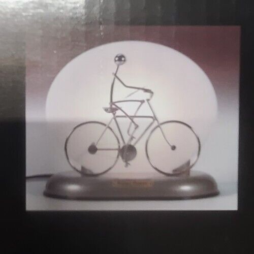 CARLISLE Motion Sculpture Lamp With Solar Panel Cyclist Bike WORKS GREAT