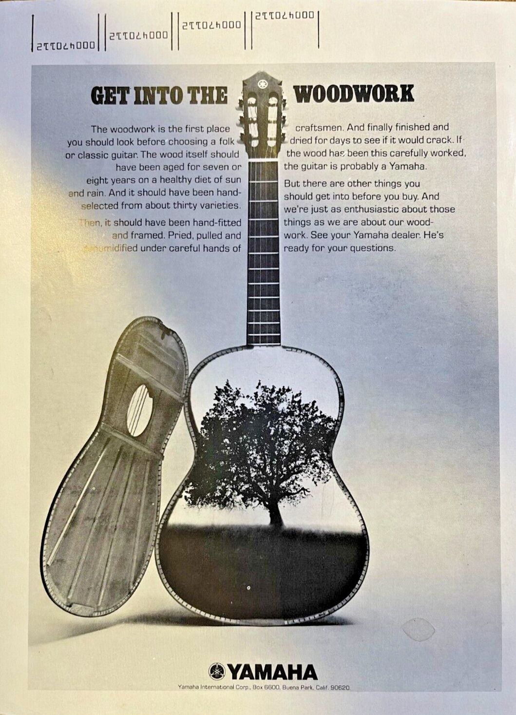 1974 Vintage Magazine Advertisement Yamaha Guitars Get Into The Woodwork