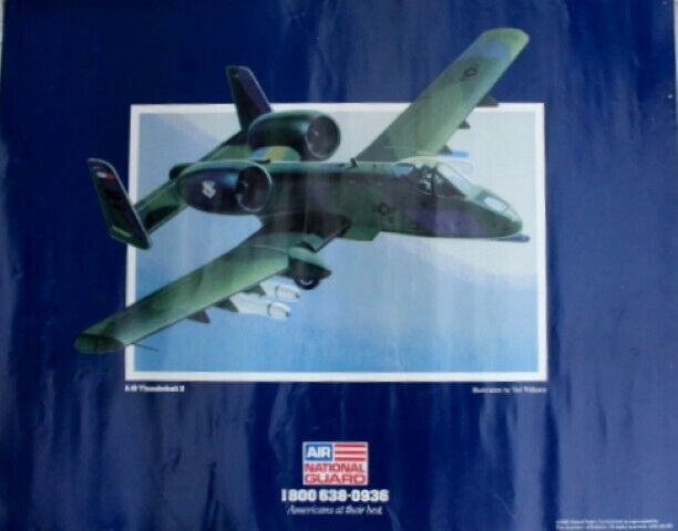 Vintage 1988 A-10 Thunderbolt II Airplane Air National Guard Recruiting Poster