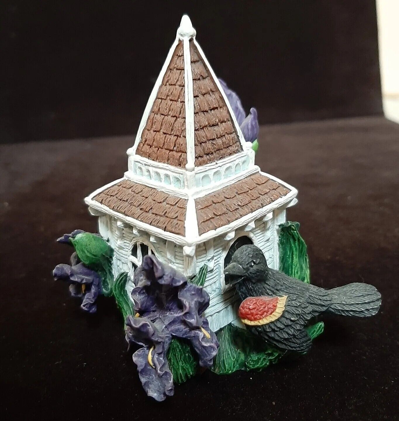 Miniature Birdhouses in Bloom Blackbird's Bower Figurine Hamilton Collection