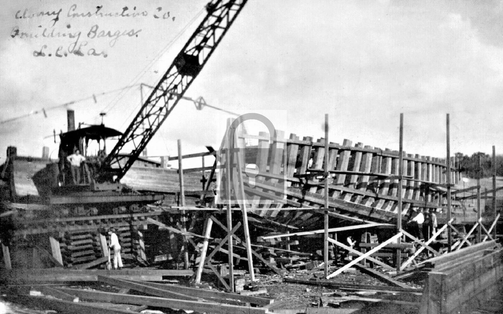 Building Barges Lake Charles Louisiana LA Postcard REPRINT
