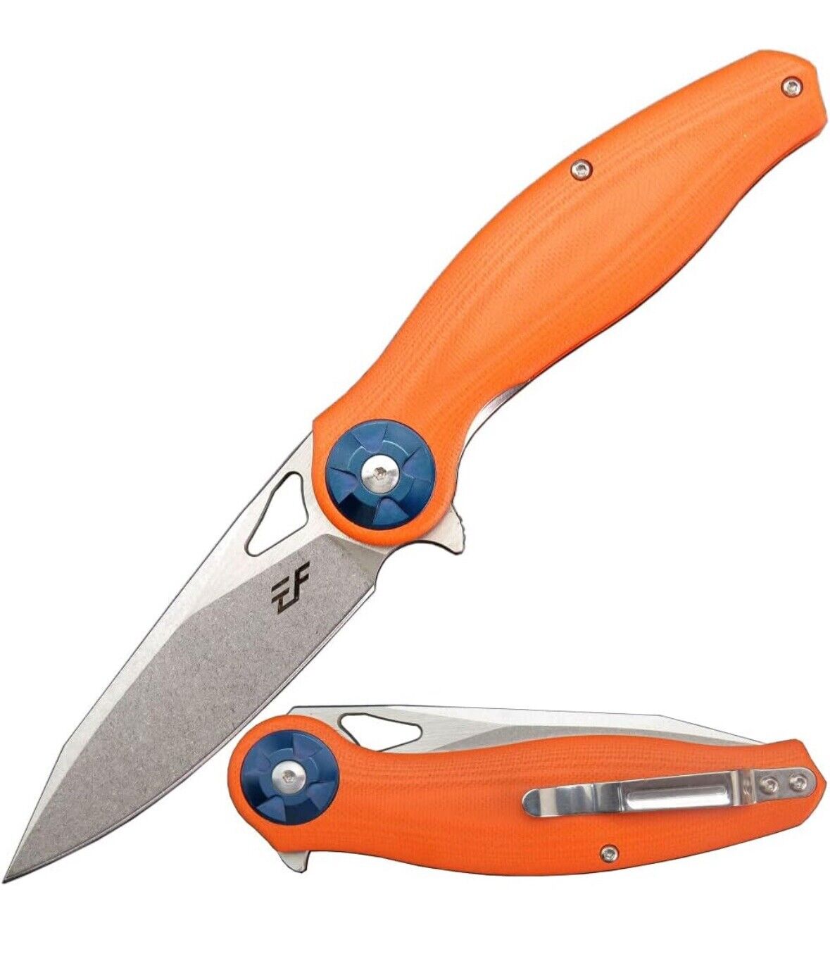 Eafengrow EF76 Pocket Knife With G10 Handle Ball Bearing Folding Knife, Orange