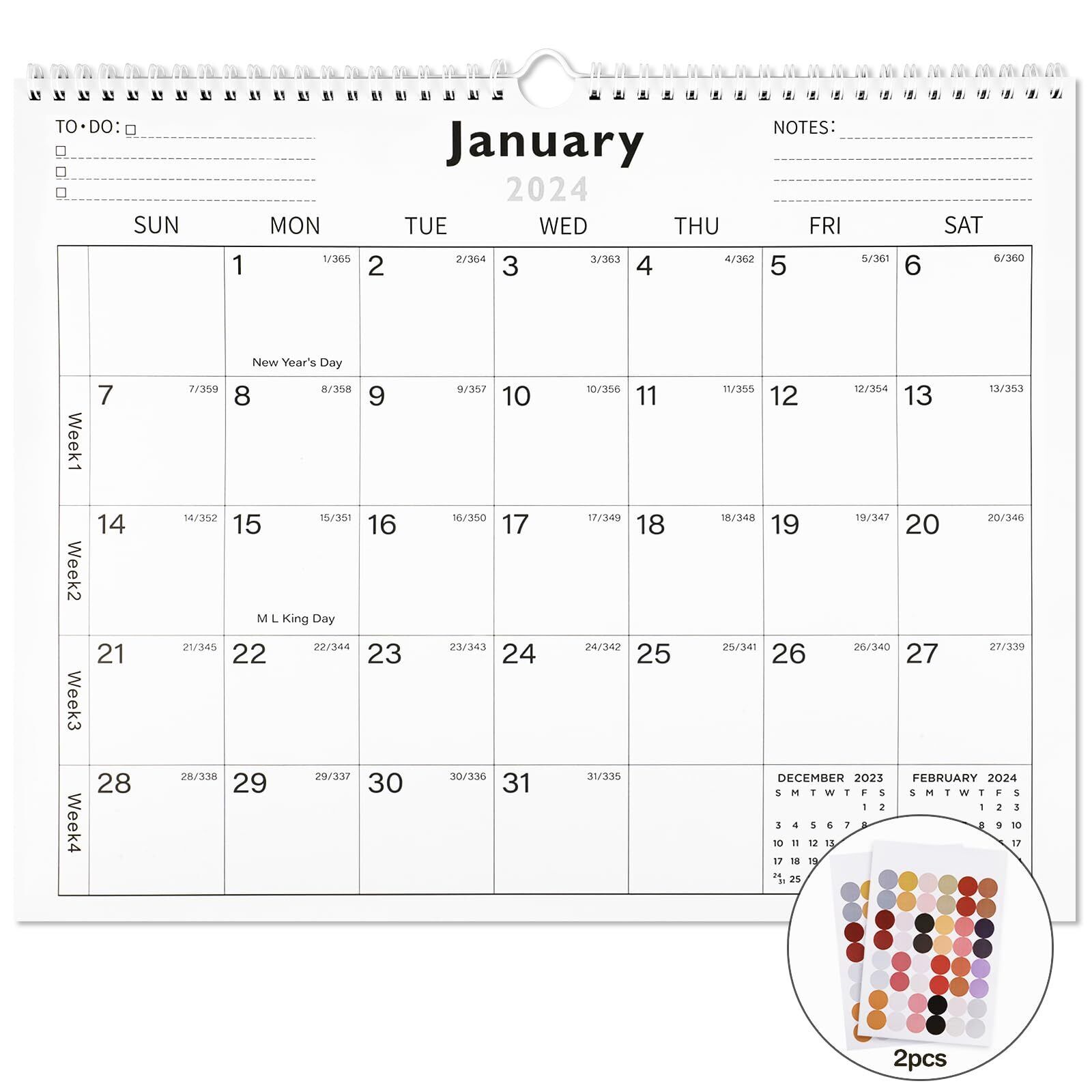 2024-2025 Calendar - 18 Monthly Wall Calendar 2024-2025 from January 2024 to ...