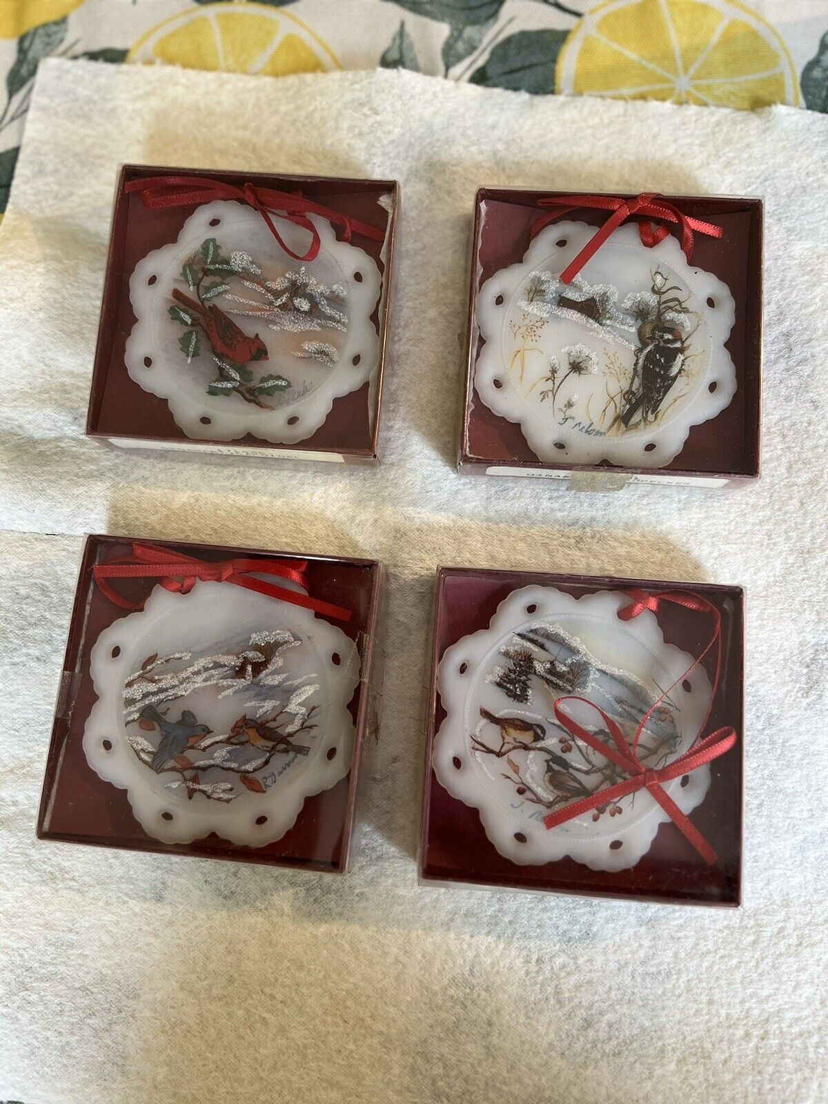 VINTAGE FINTON 1990 Ornaments Never opened Set of 4 Birds