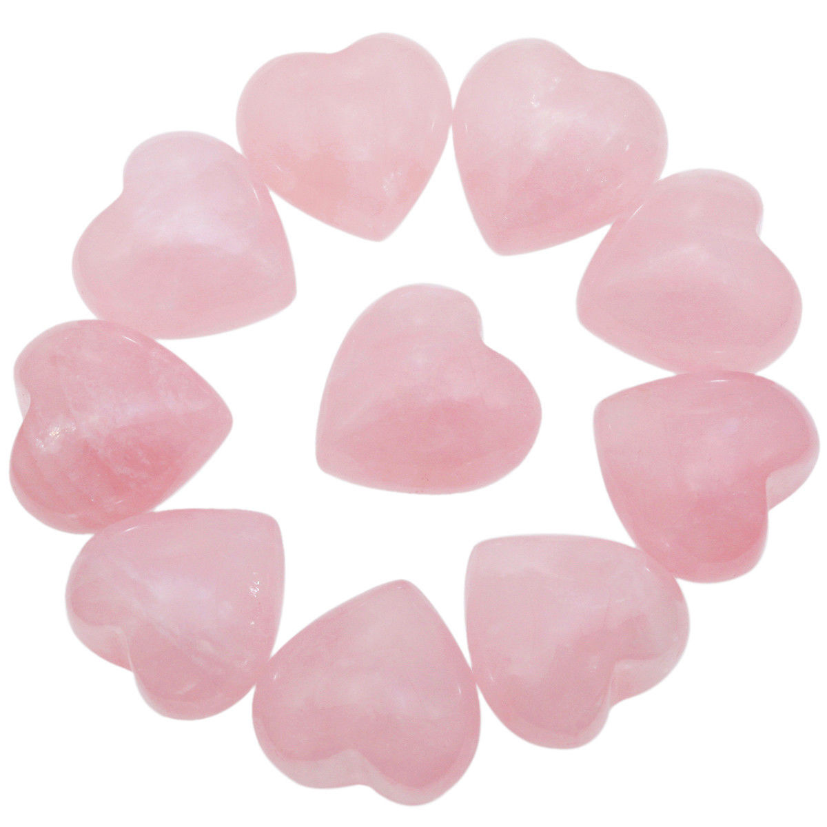 10Pcs Rose Quartz Puff Heart Worry Stone Pocket Palm Crystal Healing Chakra 0.5\
