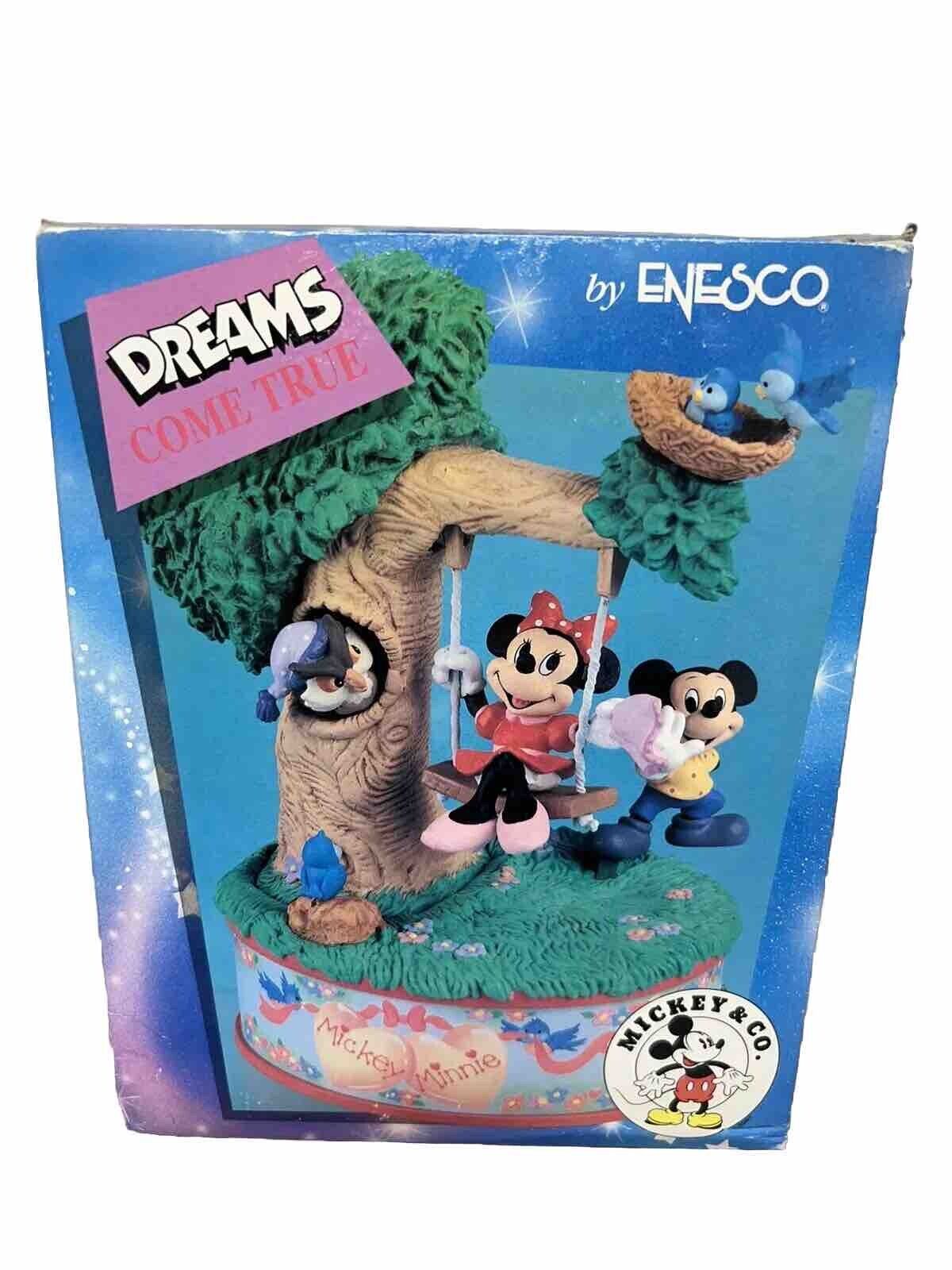 Enesco Disney Dreams Come Tree Music Box Mickey Mouse Minnie Owl Rare WORKS