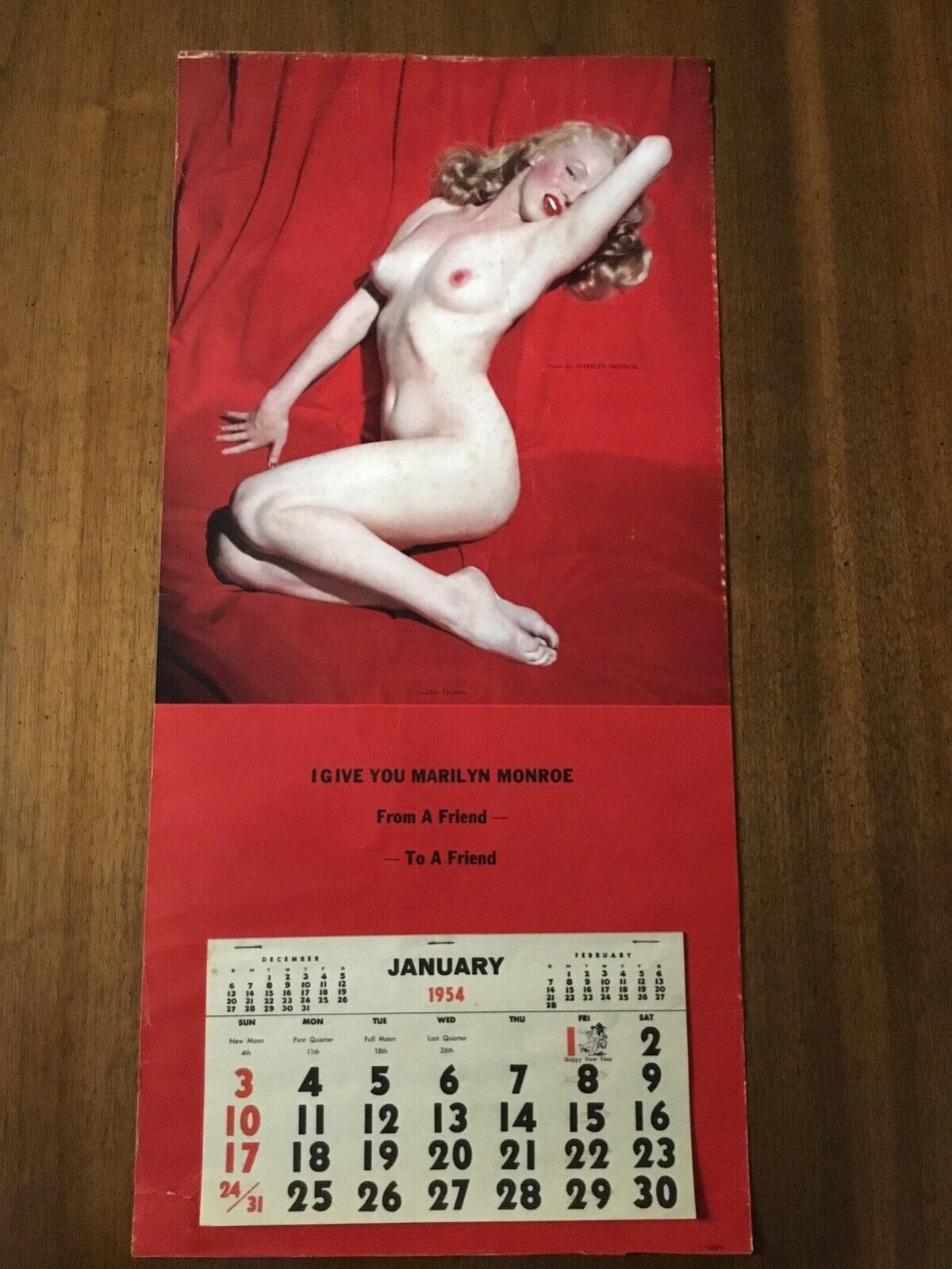 Marilyn Monroe Original 1954 Playboy Calendar Tom Kelley Full Pad