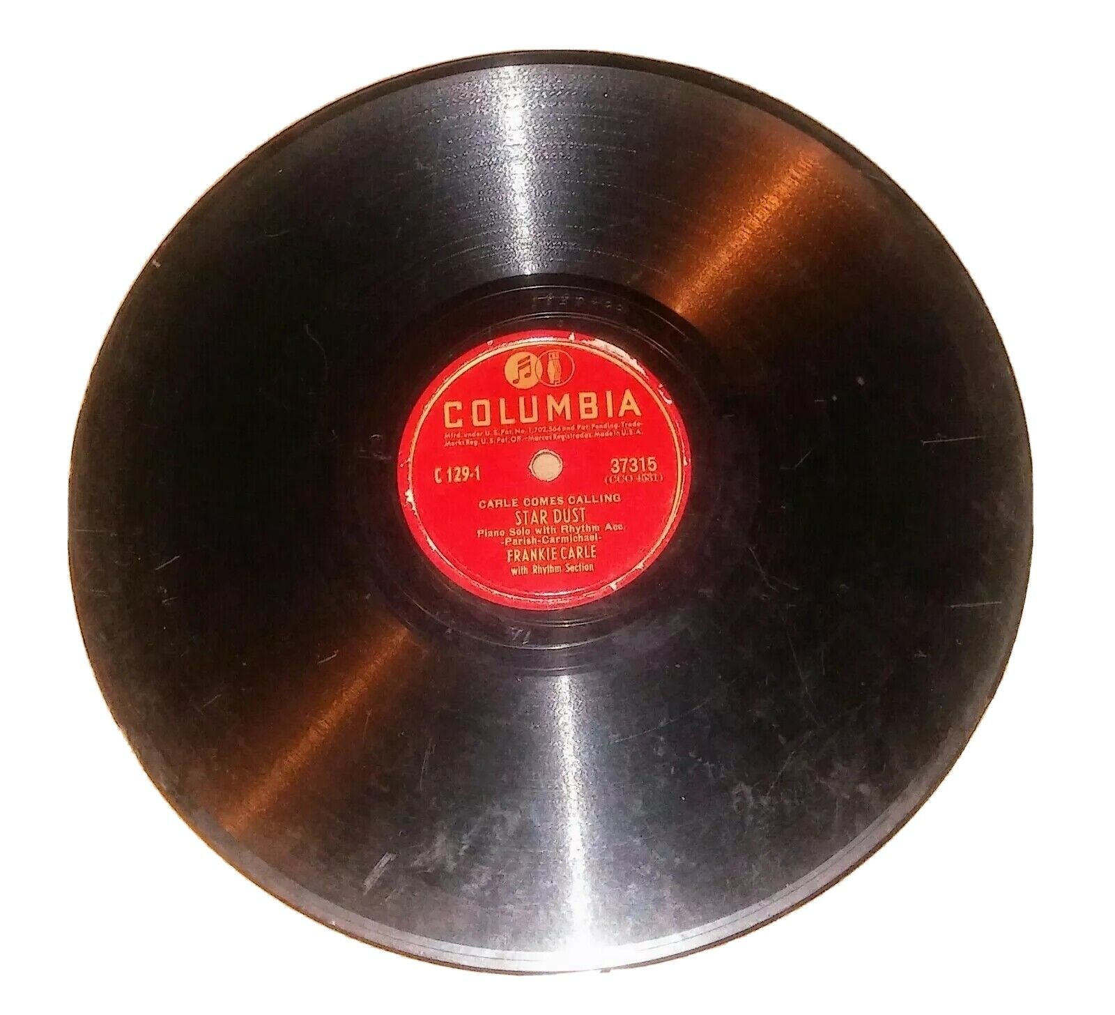 Carle Comes Calling Star Dust. 78 RPM Record By Frankie Carle. Columbia 37315