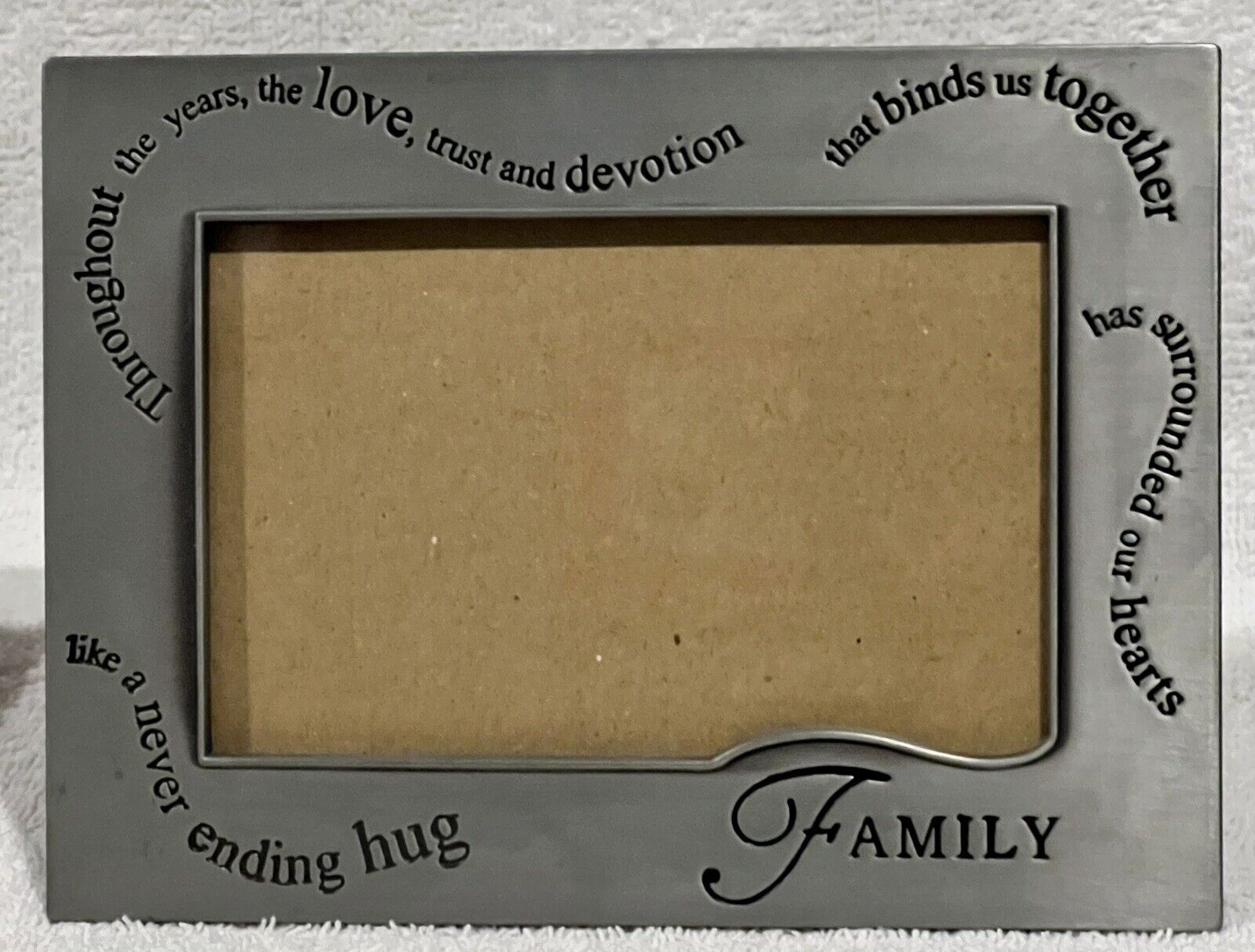 4x6 Photo Picture Frame Pewter & Family Metal Tabletop Standing, Vintage