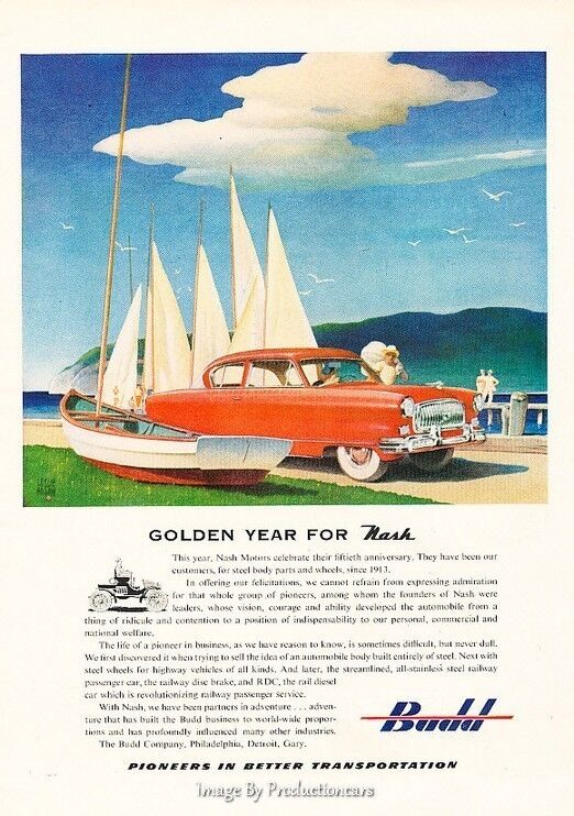 1953 Nash Budd Boat - Original Advertisement Print Art Car Ad J620