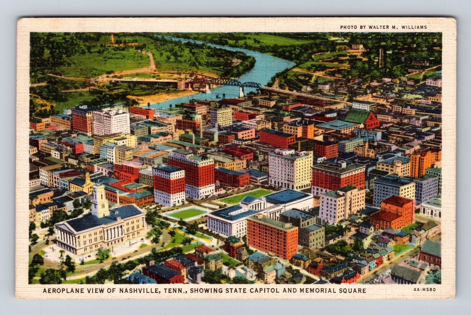 Nashville TN-Tennessee, Aerial Of Town Area, Antique, Vintage c1935 Postcard