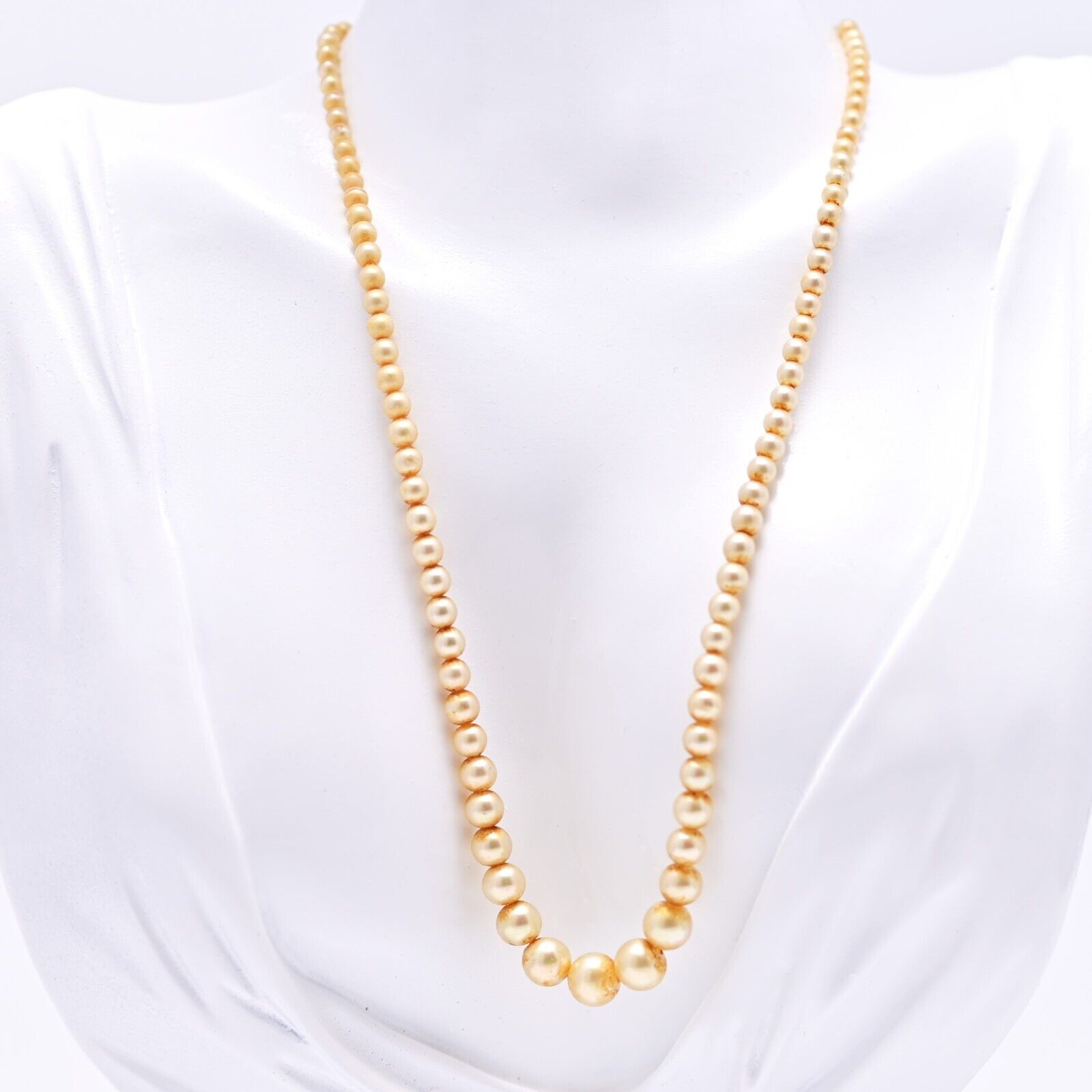 SCHICK Original Vintage Designer Signed 14k Gold Princess Pearl Estate Necklace