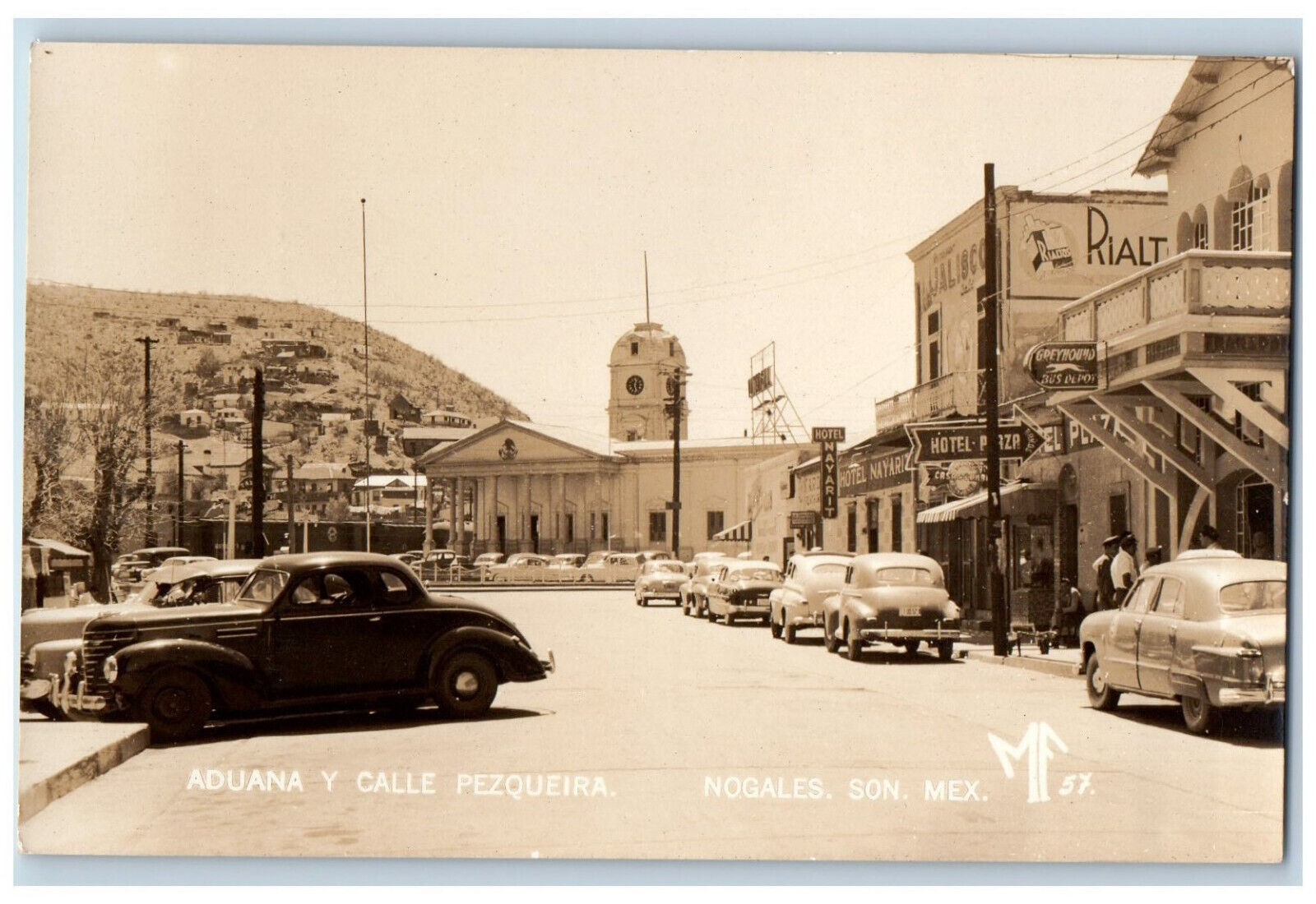 Nogales Sonora Mexico Postcard Customs and Pezqueira Street c1950\'s RPPC Photo
