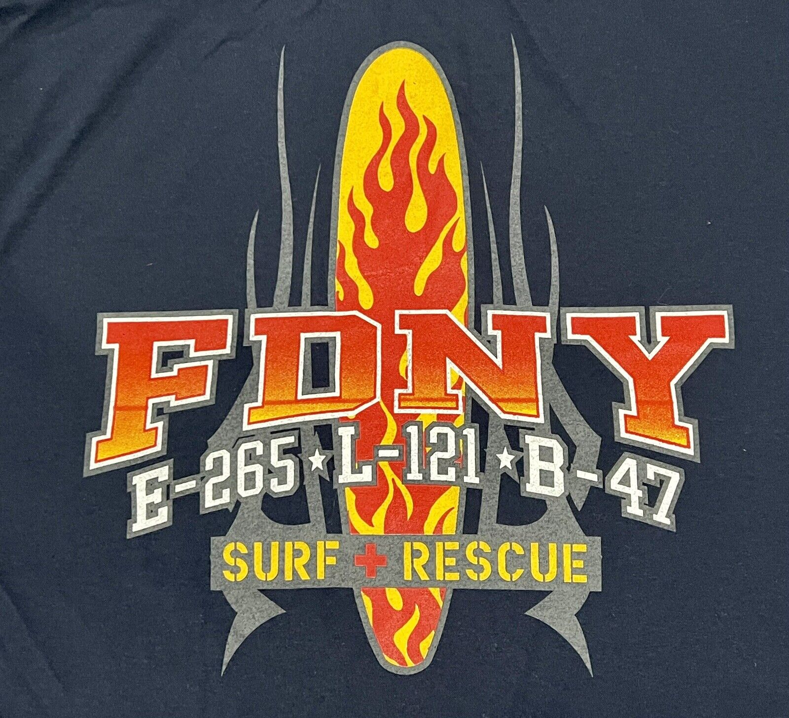 NWOT FDNY Rockaway Queens Engine 265 Ladder 121 Batt 47 Surf Rescue LS Shirt  L