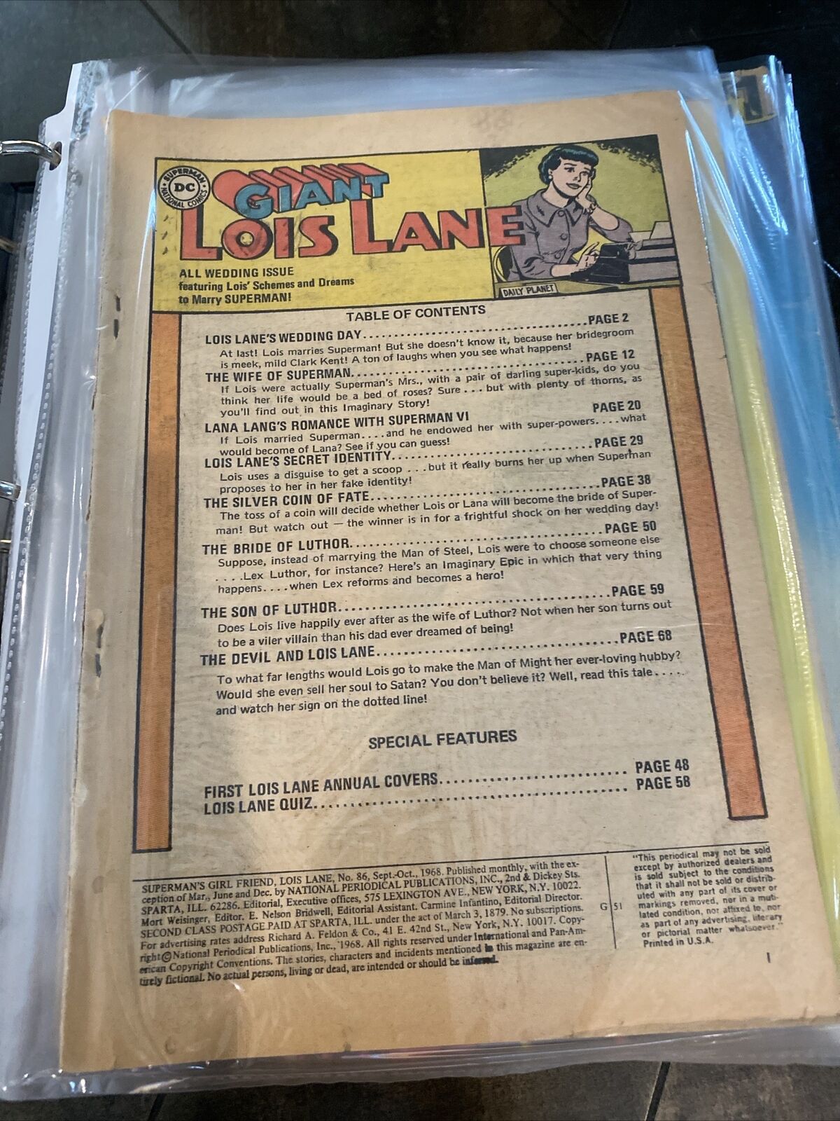 SUPERMAN'S GIRLFRIEND LOIS LANE #86 WEDDING ISSUE 80 PAGE GIANT 1968