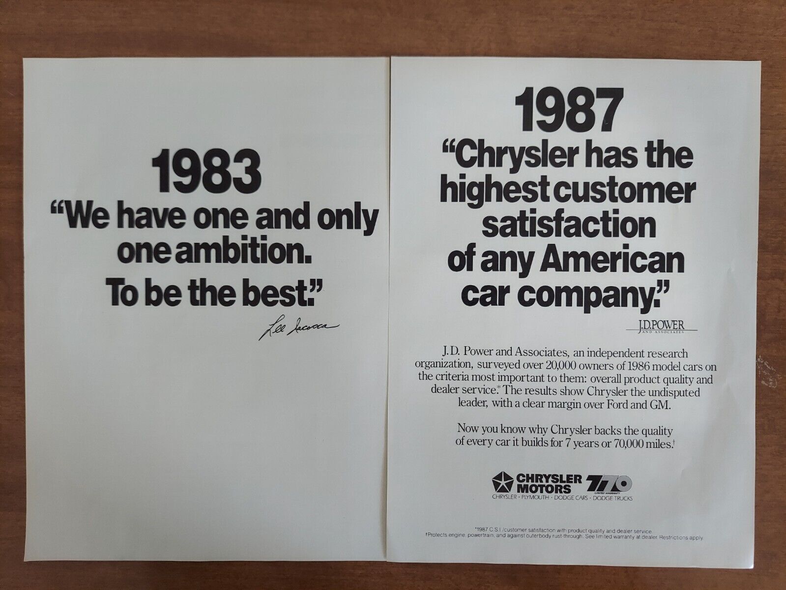 83 To 87 Research Shows Best Liked Chrysler Motor Co 2 Pg 1987 Vintage Print Ad