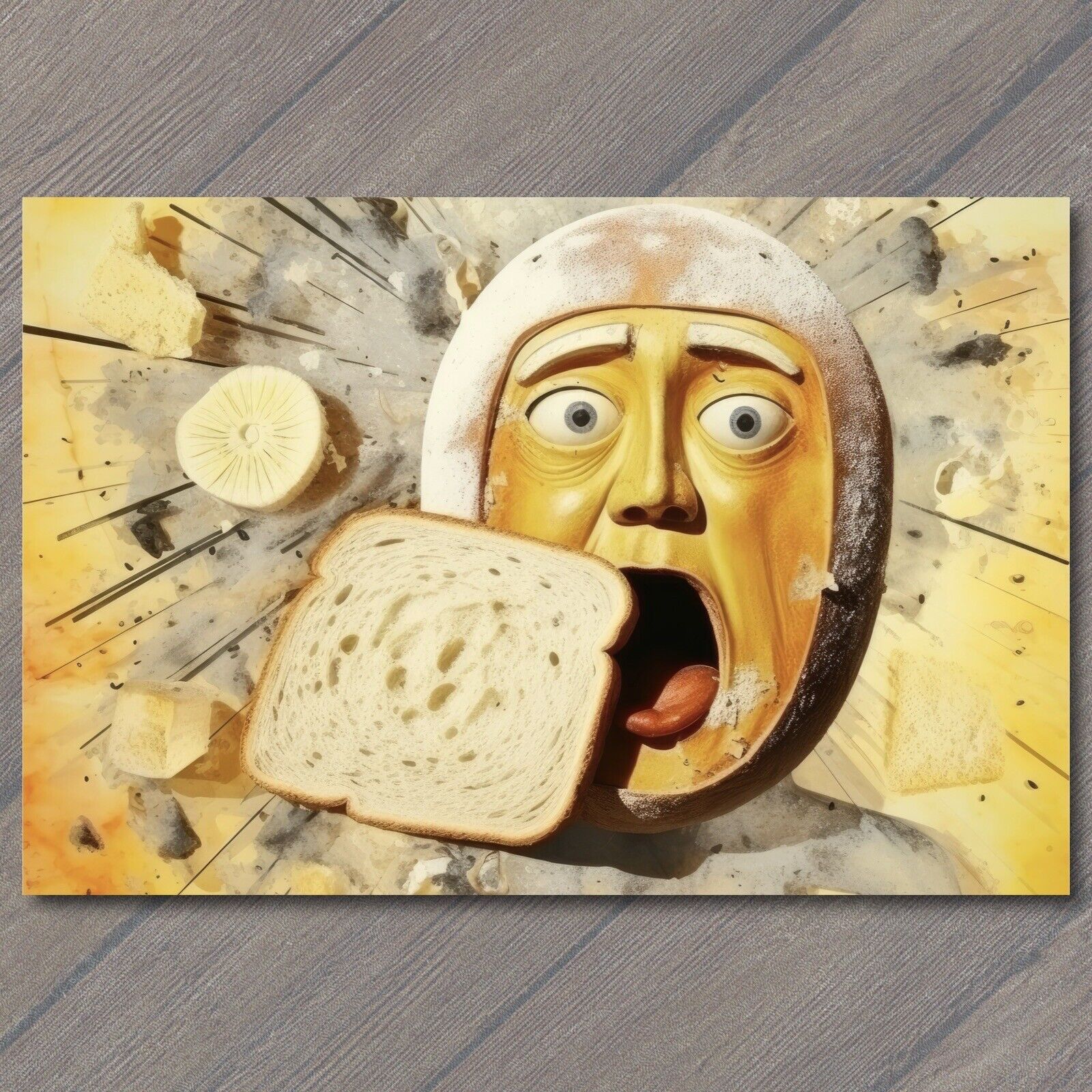 POSTCARD: Skeleton Bread Abstract Collage Vintage Retro Surreal weird unusual