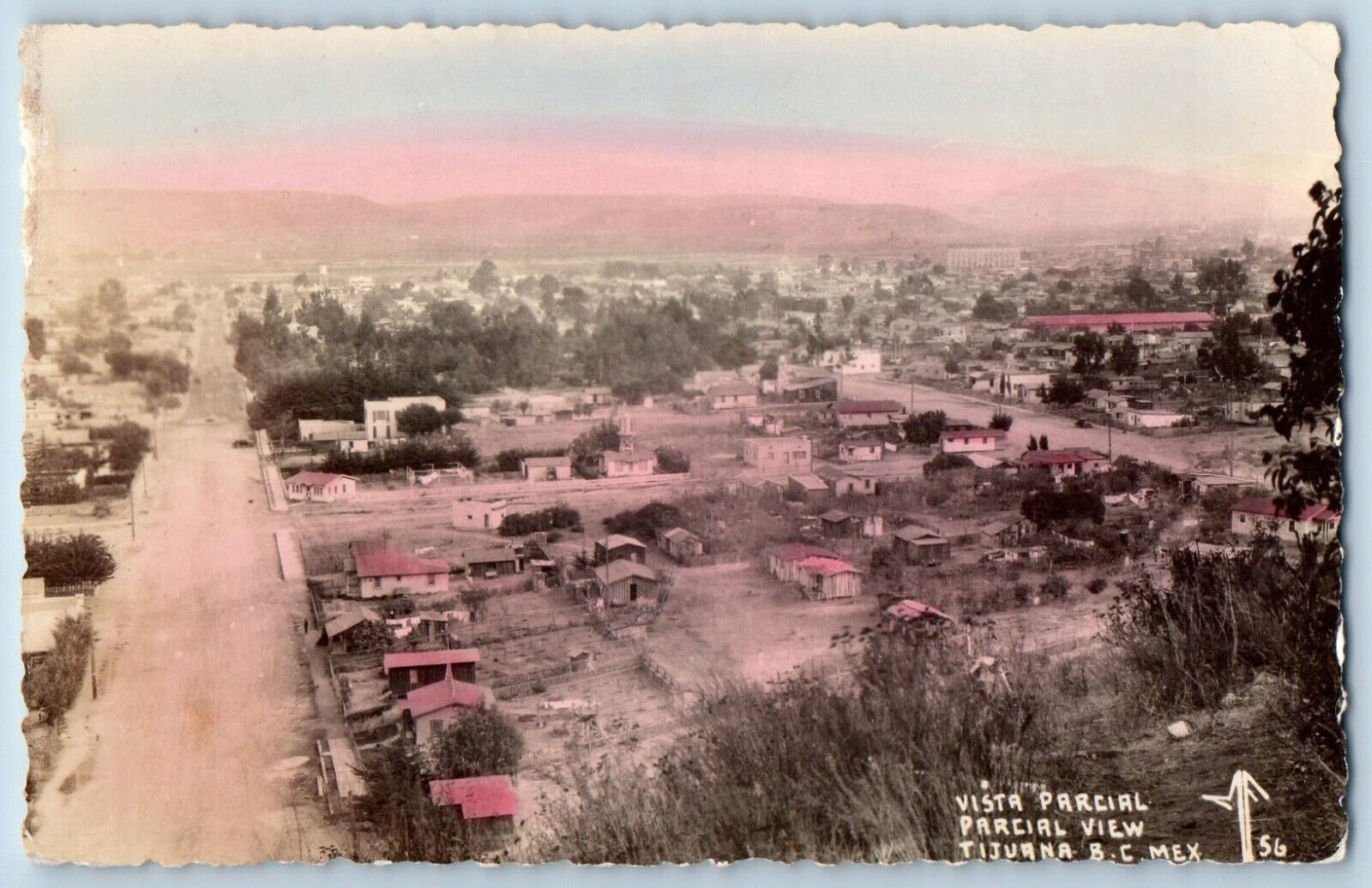 Tijuana Baja California Mexico Postcard Partial View c1940's RPPC Photo