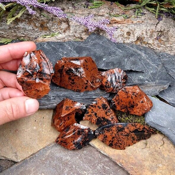 Rough Raw Mahogany Obsidian Tumble Stone Healing Crystal Mineral Chunks Specimen
