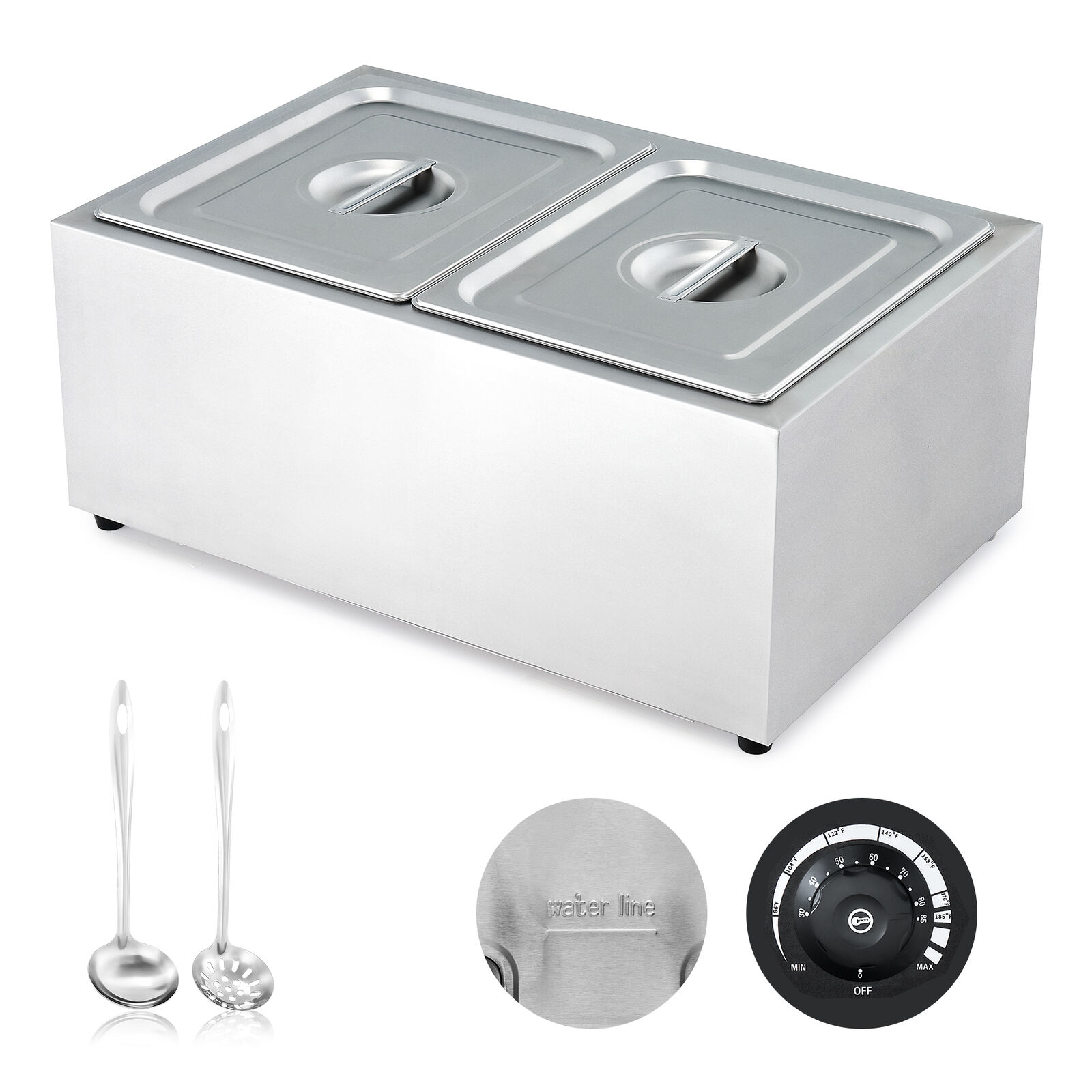 1200W Commercial Food Warmer Steam Table Countertop Buffet Server Bain Marie