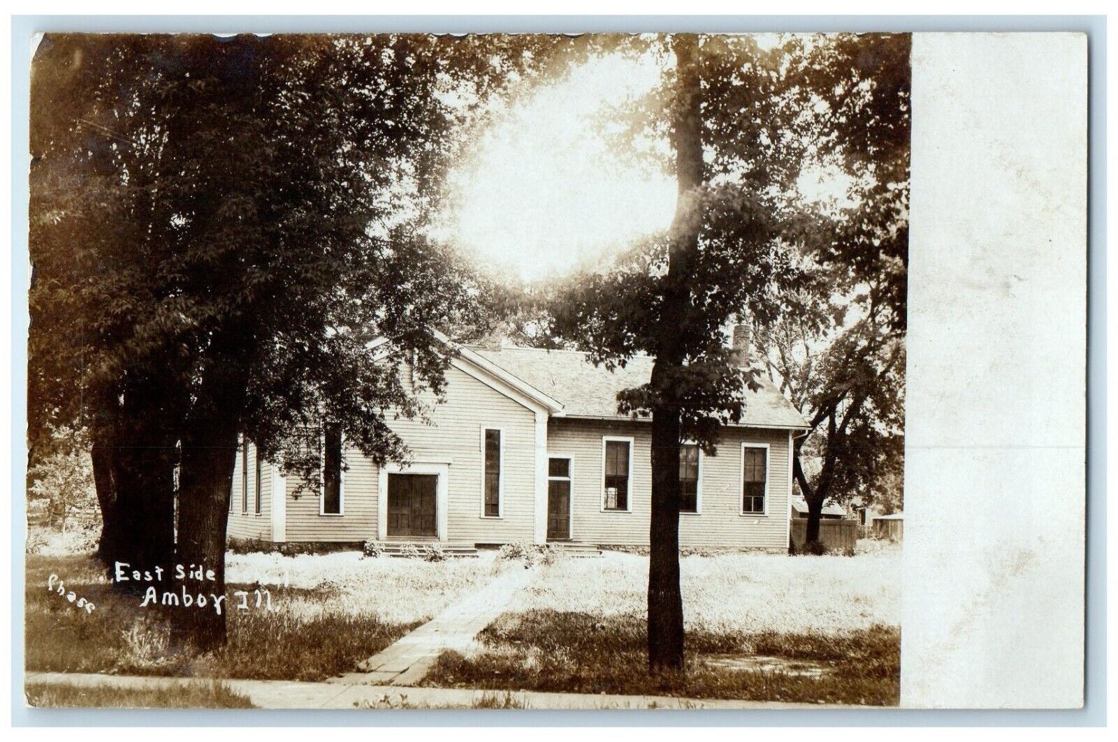 c1910's East Side House And Trees Amboy Illinois IL Chase RPPC Photo Postcard