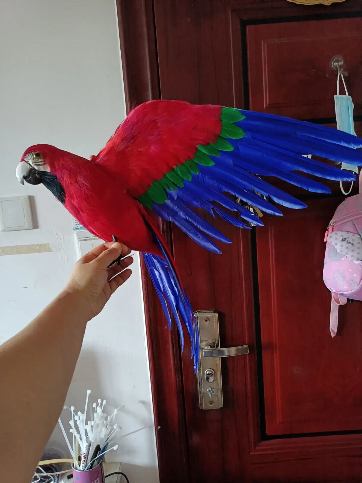 simulation parrot model foam&feather red wings parrot bird gift about 40x60cm