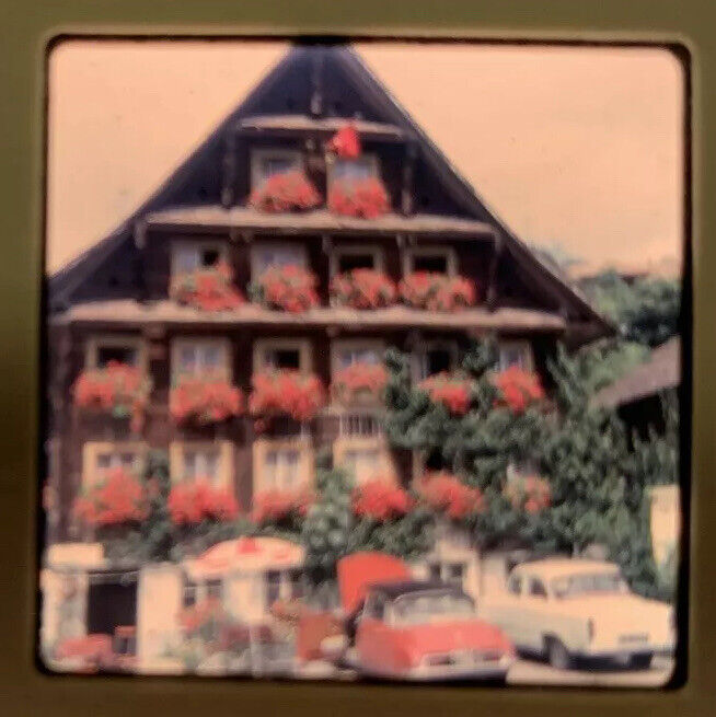 1965 Kodachrome Photo Slide 35mm Lucerne Switzerland Swiss Chalet Citroen Kodak