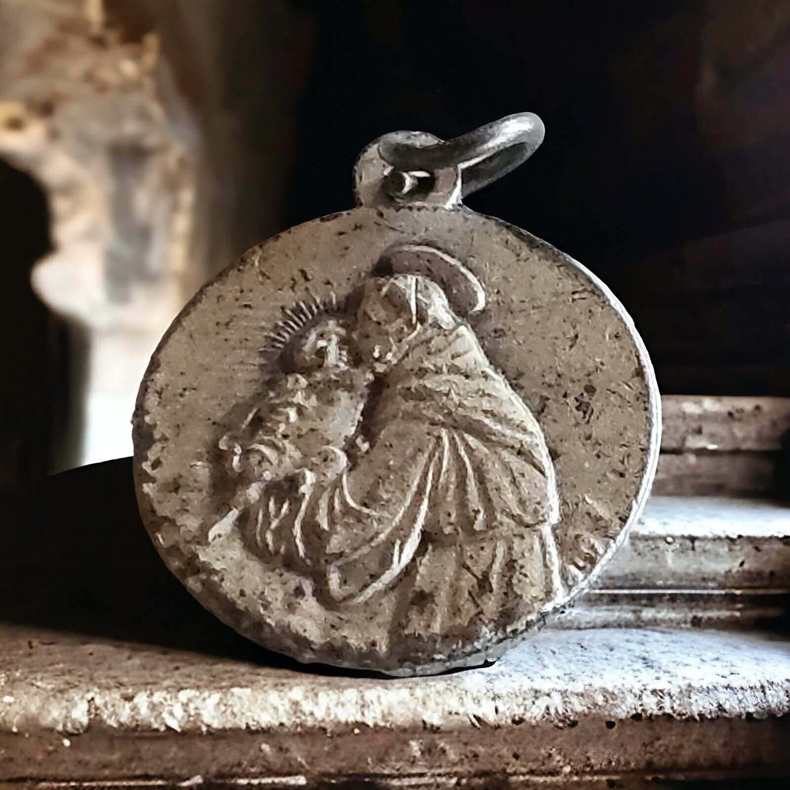 Old Vintage Catholic Relic Saint Medal Pendant St. Anthony